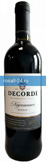 Вино Decordi Negroamaro, Puglia IGT